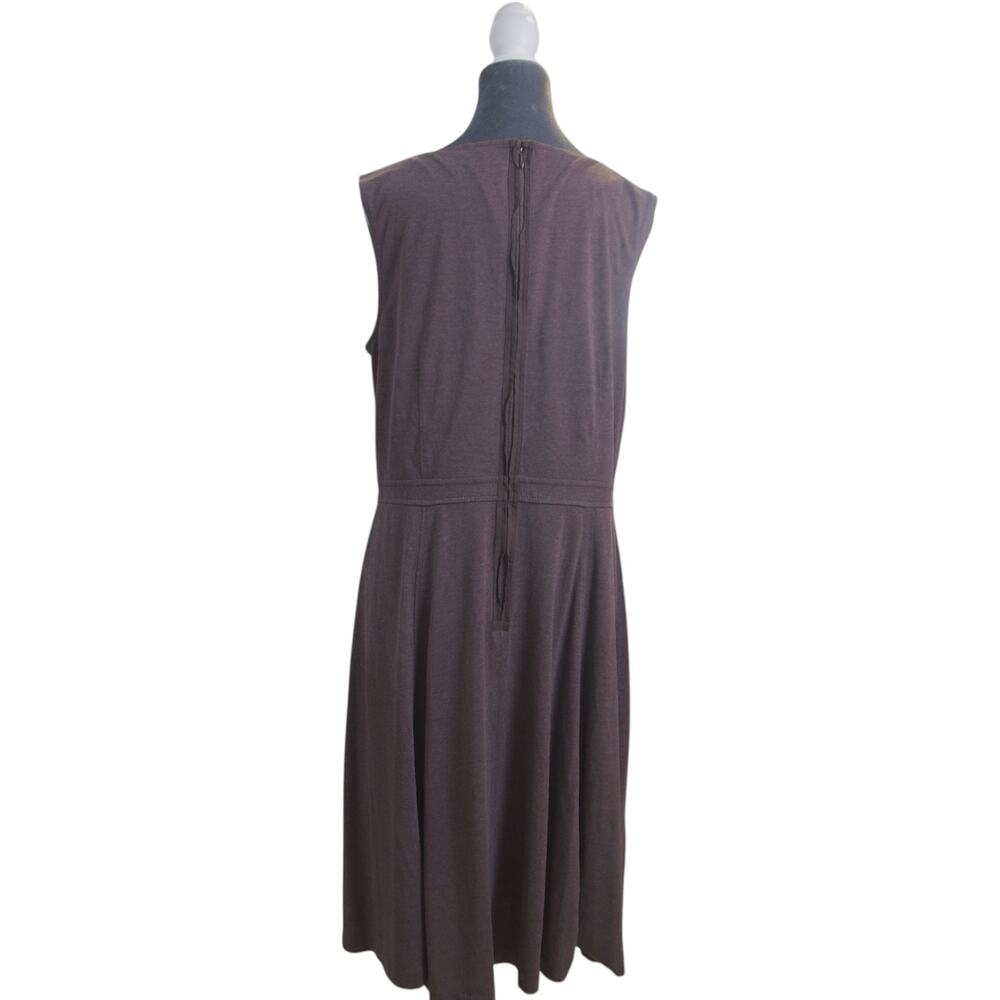 LOFT Dress Size 14 Toffee Brown Sleeveless Fit Flare Lined Fall Neutral EUC - Picture 7 of 16